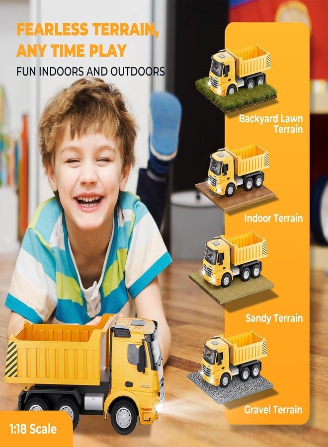 SKYBUCKET RC Dump Toy for Boys -2.4Ghz Remote Control Construction Vehicle, 9-Channel Dump Truck with, Sound,Lights 45° Up and Down Truck Bed, 1×600mAh, Gift for 3-5 4-7 8-12Boys - Image 5